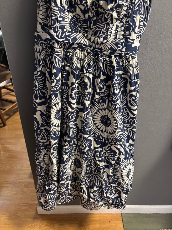 New Anthropologie Forever That Girl blue + white flounced floral midi dress xl - Picture 4 of 8